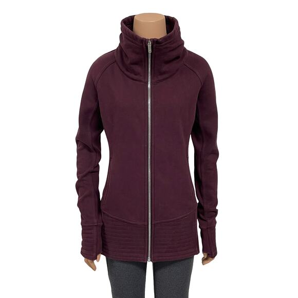 Lululemon Radiant Jacket Sz 6 Cassis Red Fleece Full Zip Slim Fit Sweatshirt - Picture 1 of 12